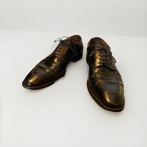 SANTONI MENS BLACK DRESS OXFORD SHOES SIZE 10D MADE IN ITALY GOOD COND!